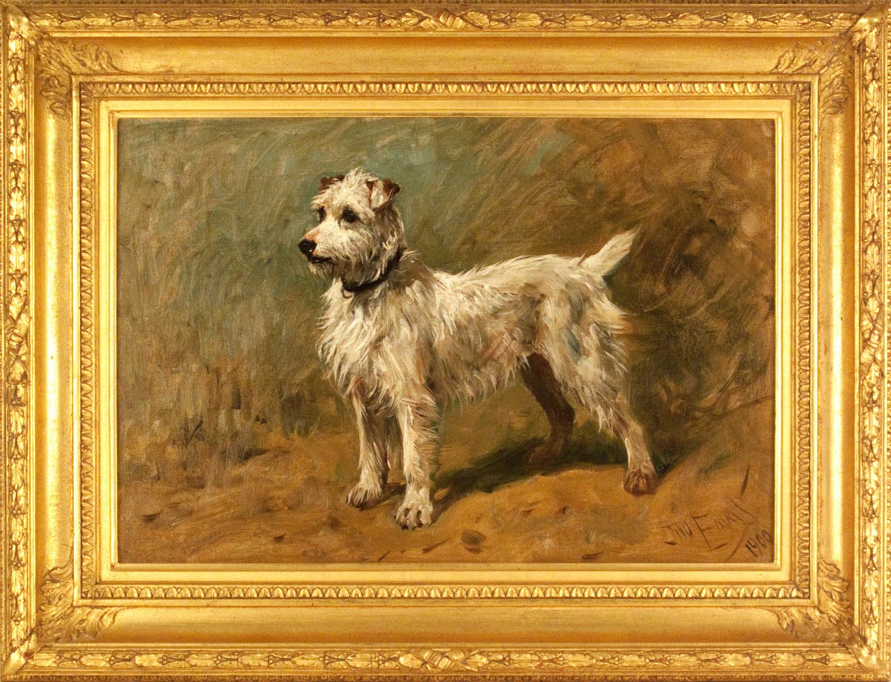 A Long Haired Terrier, 1900 - Painting by John Emms