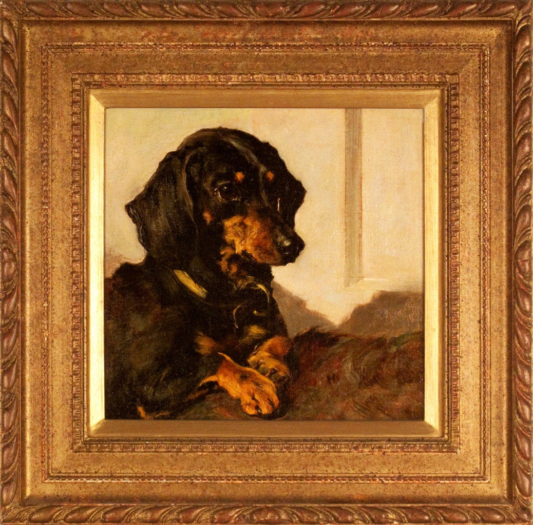 John Emms Animal Painting - Black & Tan Dachshund, 1875