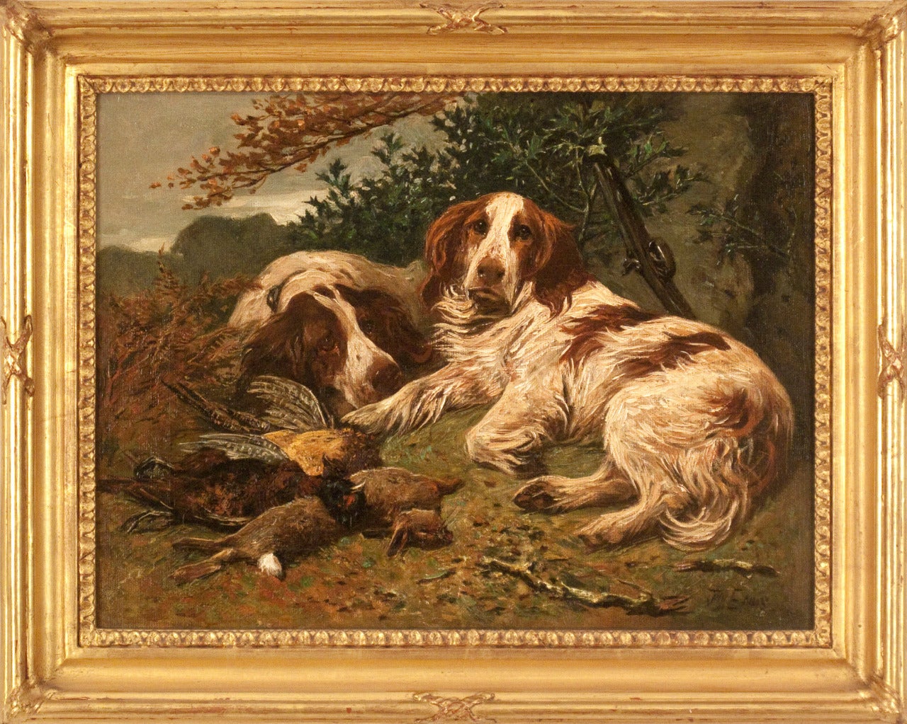 John Emms Animal Painting - Spaniels with Dead Game