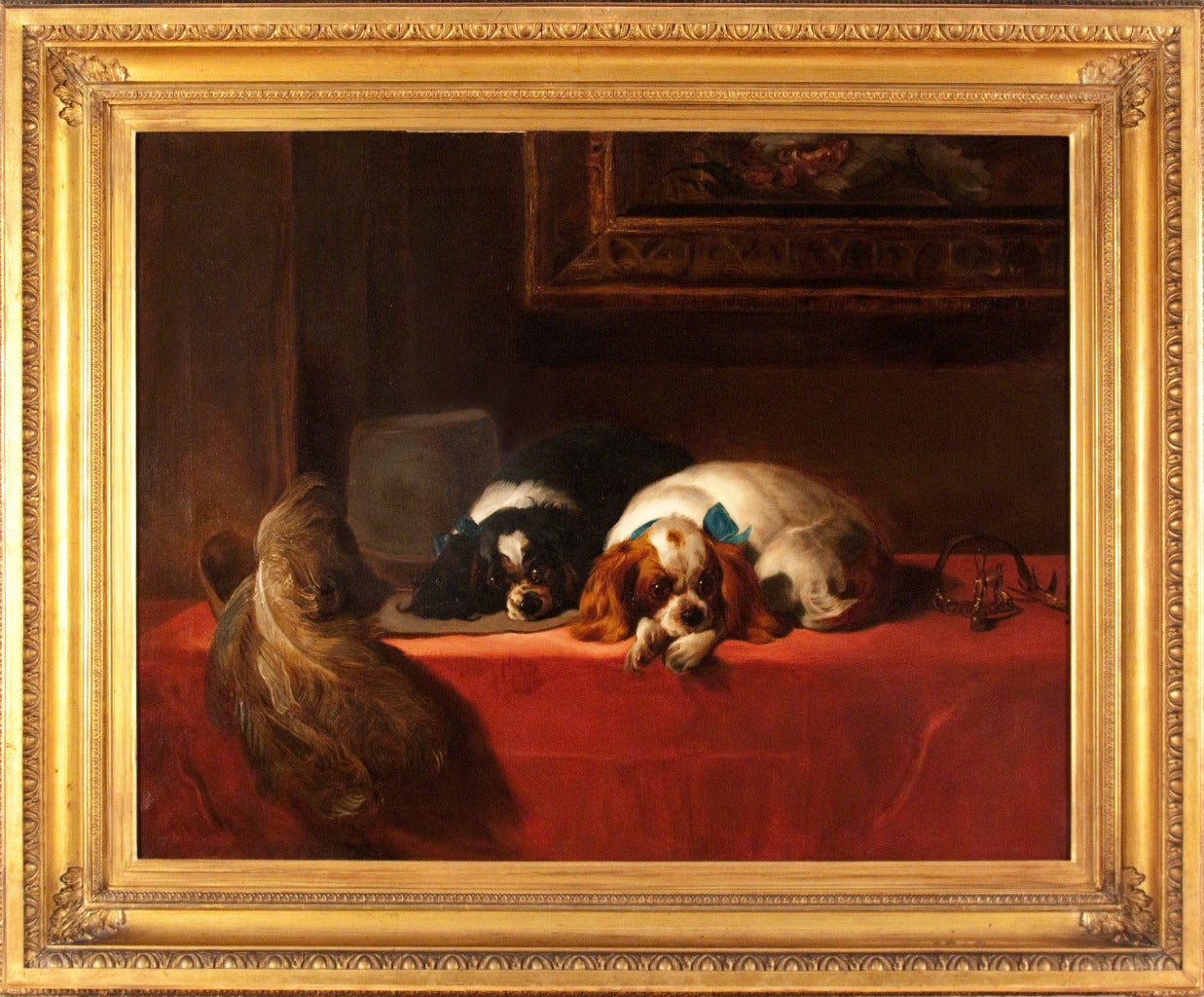 After Edwin Landseer Animal Painting - The Cavalier’s Pets, ca 1845