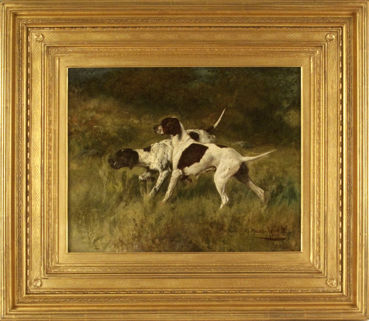 Pointers in the Field - Painting by Gustav Muss-Arnolt