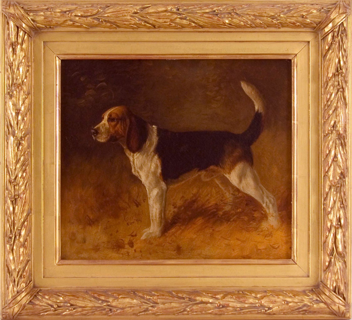 Champion Windholme's Beagle - Painting by Louis Contoint