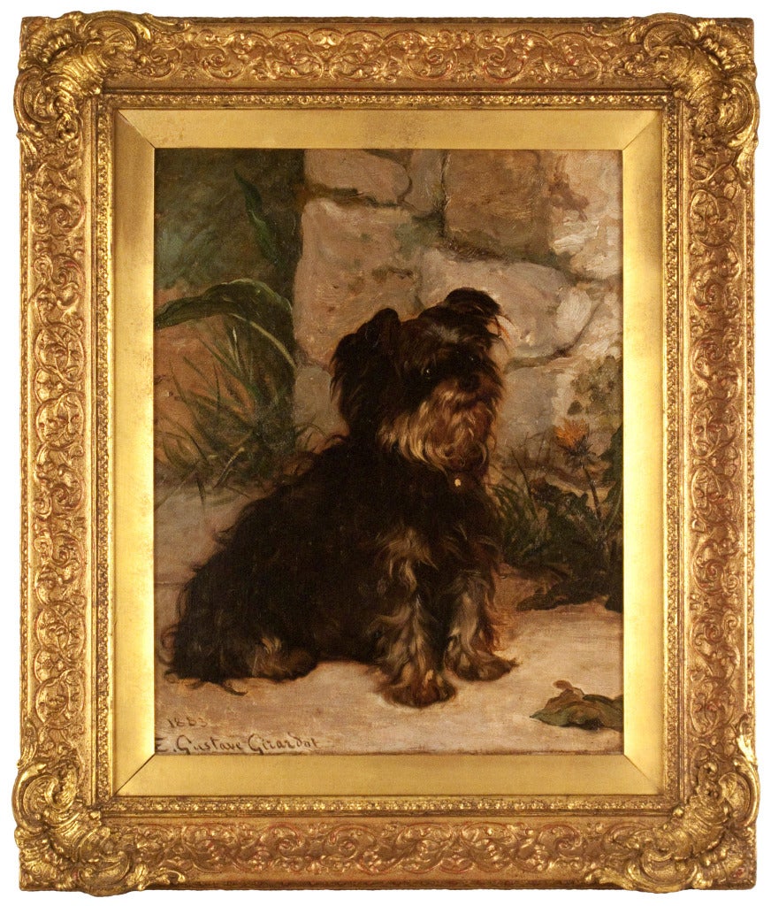 Ernest Gustave Girardot Animal Painting - Portrait of a Yorkshire Terrier, 1883