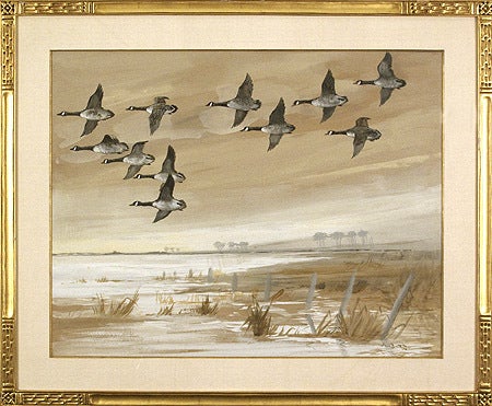Reuben Ward Binks Animal Painting - Canada Geese, 1936