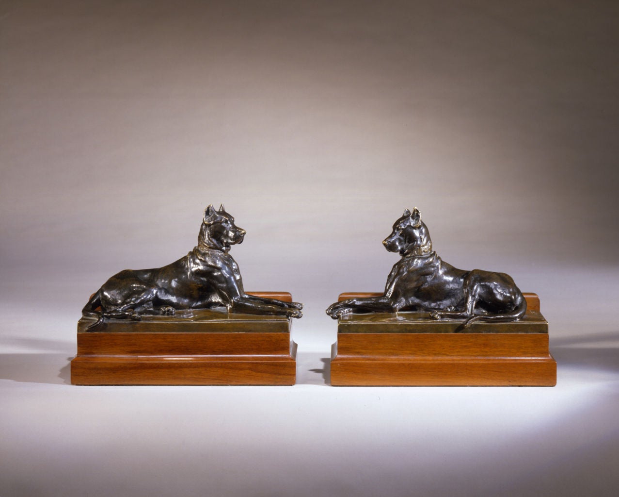 Georges Gardet Figurative Sculpture - Pair of Great Danes, ca. 1900