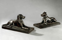 Pair of Reclining Dogs, ca. 1870