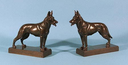 German Shepherds, 1923 pair - Sculpture by Arno Oswald Zauche