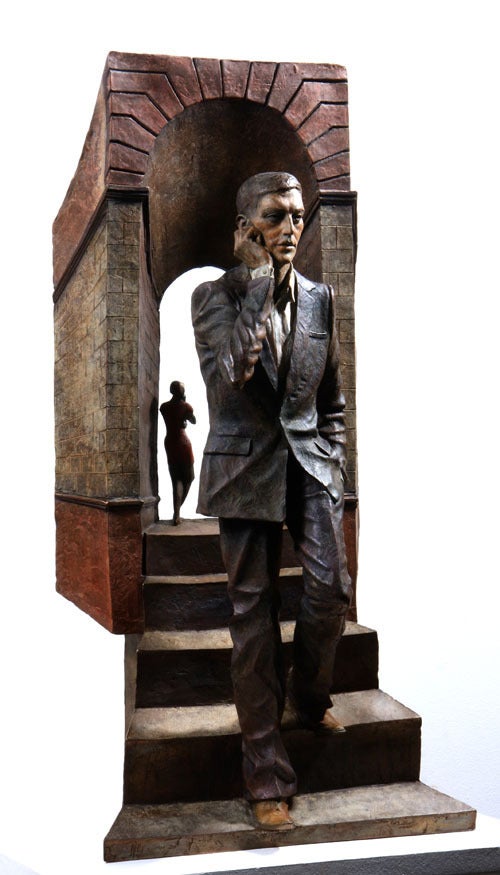 Paul Day Figurative Sculpture - l'homme au telephone