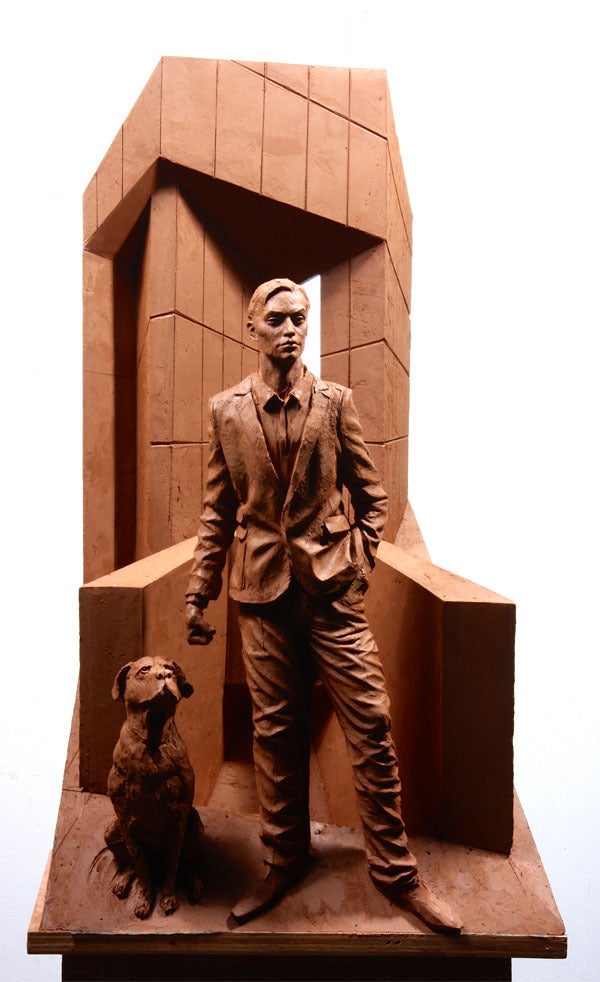 Paul Day Figurative Sculpture - One Dog and His Man