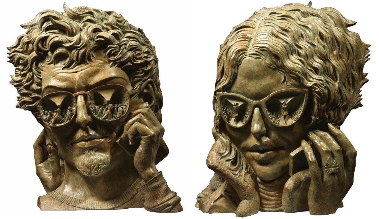 Paul Day Figurative Sculpture - Talking Heads