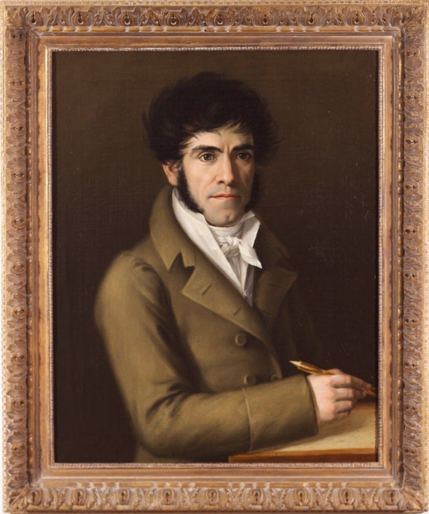 Rafael Tejeo Portrait Painting - Self-Portrait, aged twenty, holding a chalk stylus