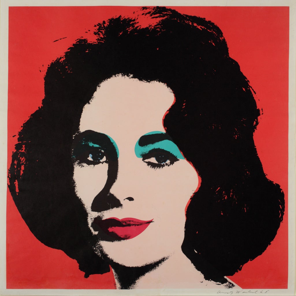 Andy Warhol's iconic portrait of Liz Taylor was done for a Pop Art Opening at Leo Castelli's Gallery. This work Signed and dated in ball-point pen. Framed and in exceptionally good condition