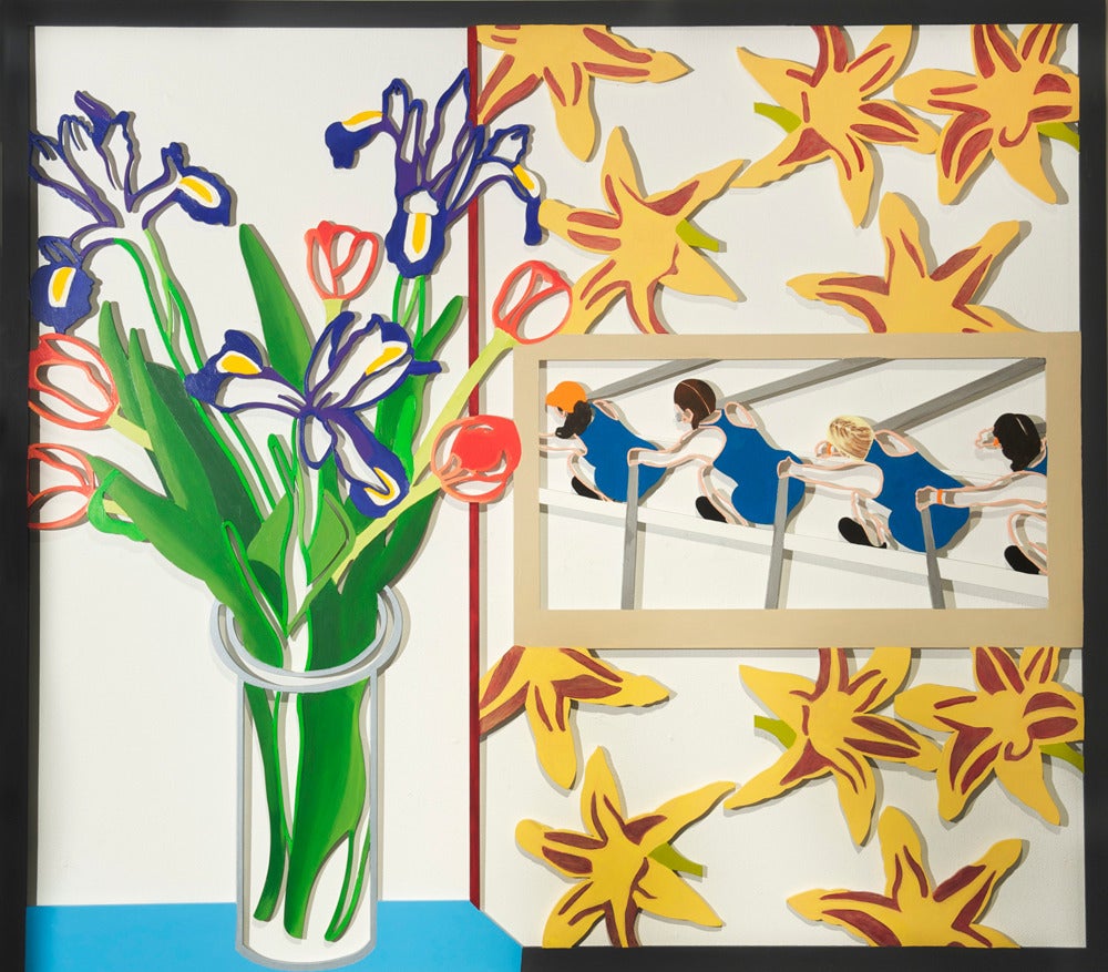 Inside My Window w/Easter Bouquet (Irises) - Painting by Debbie Carfagno