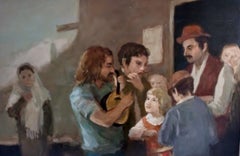 Vintage Seymour Remenick Figurative Oil Painting "Folk Singers"