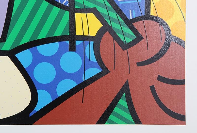Romero Britto Silkscreen on paper "Tennis Player" Pop Art Cubism