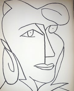 Portrait Head of a Woman,  Original French Mourlot Modernist Lithograph 1950s
