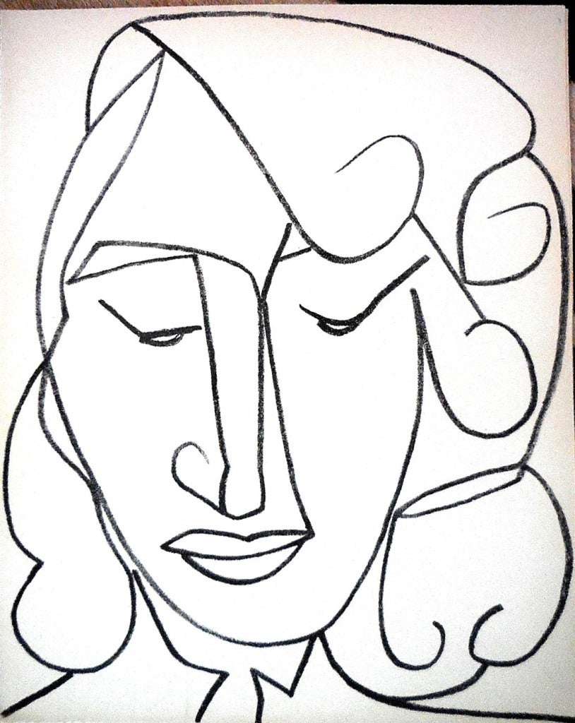 Françoise Gilot Portrait Print - Portrait head of a woman