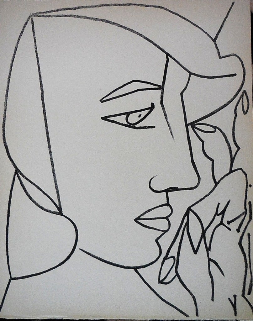 Françoise Gilot Portrait Print - Portrait Head of a Woman, 1951