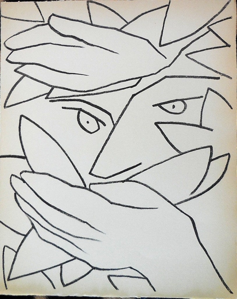 Françoise Gilot Portrait Print - Portrait Head Hiding