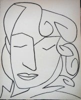 Portrait Head of a Woman, Original French Mourlot Modernist Lithograph, 1950s