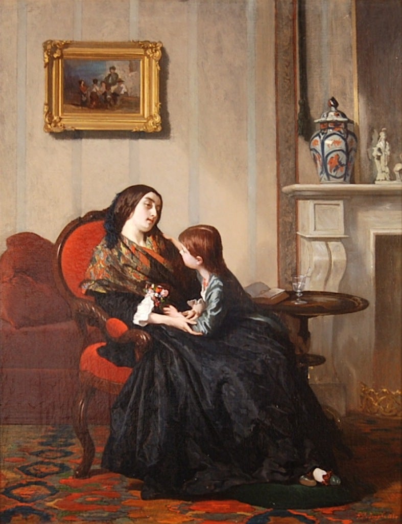 Comforting Mother - Painting by Gustave Léonhard de Jonghe
