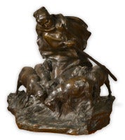 Bronze Statue of Shepherdess and Flock
