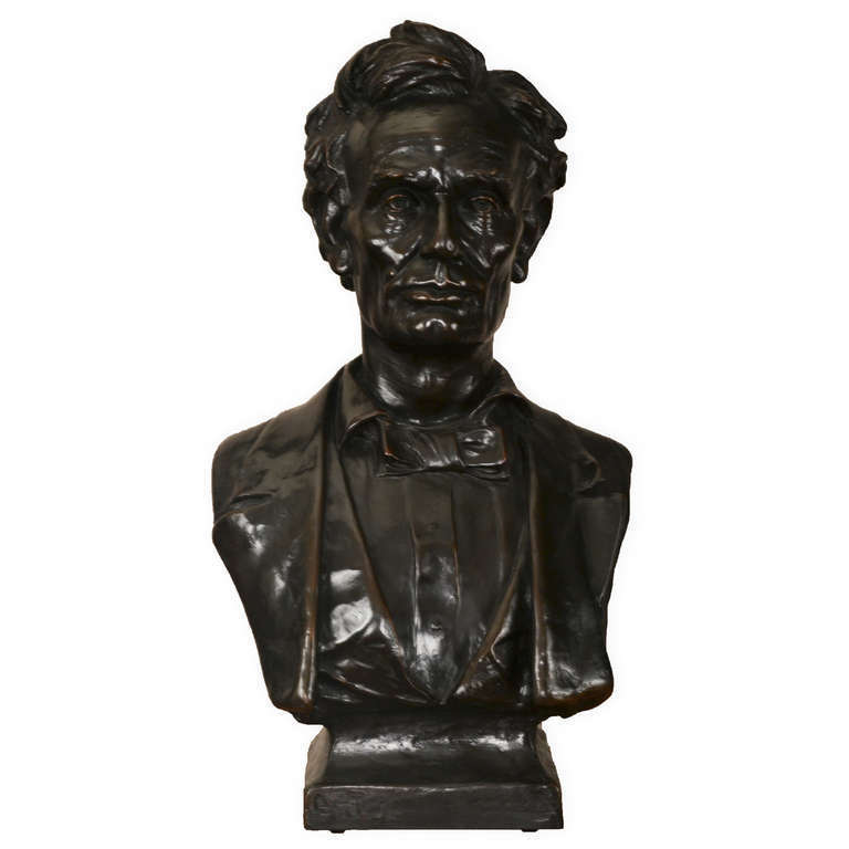 Max Bachmann Figurative Sculpture - Bronze Bust of Abraham Lincoln