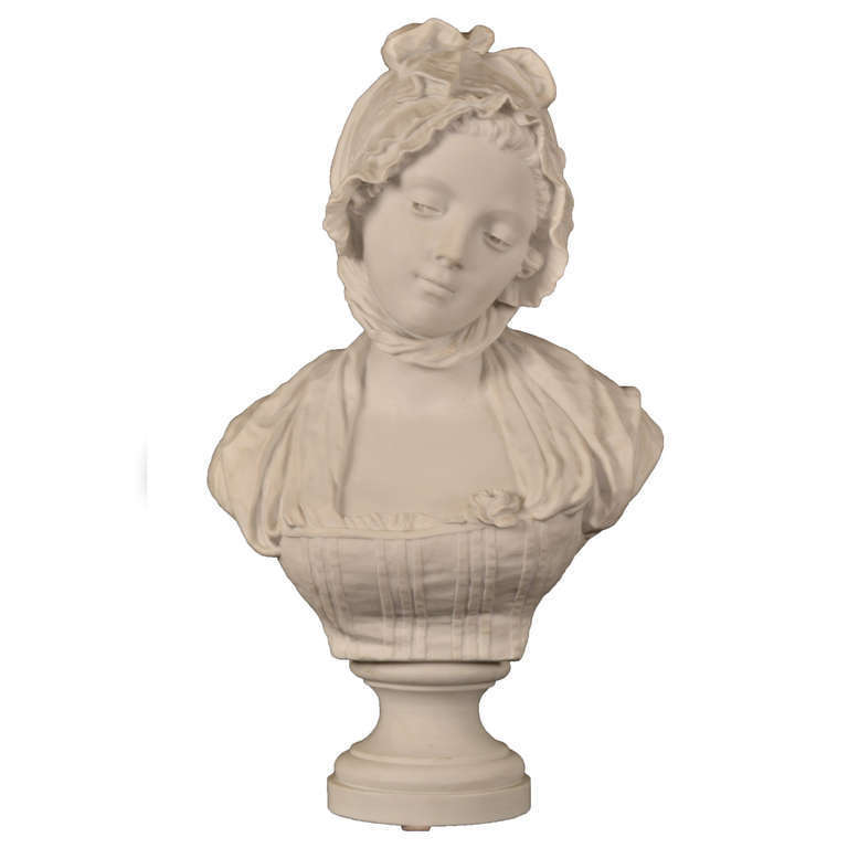 G. Levi Figurative Sculpture - Dresden Porcelain Bisque Bust of Marie Antoinette