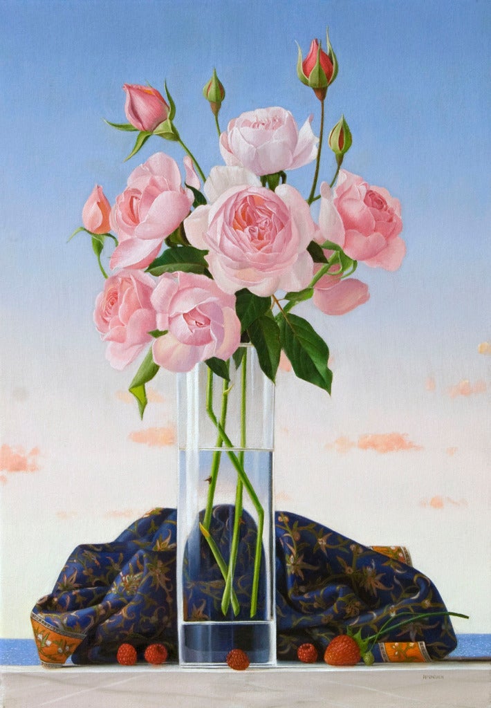 Still-Life Painting di James Aponovich - Rose del mare, settimana #13