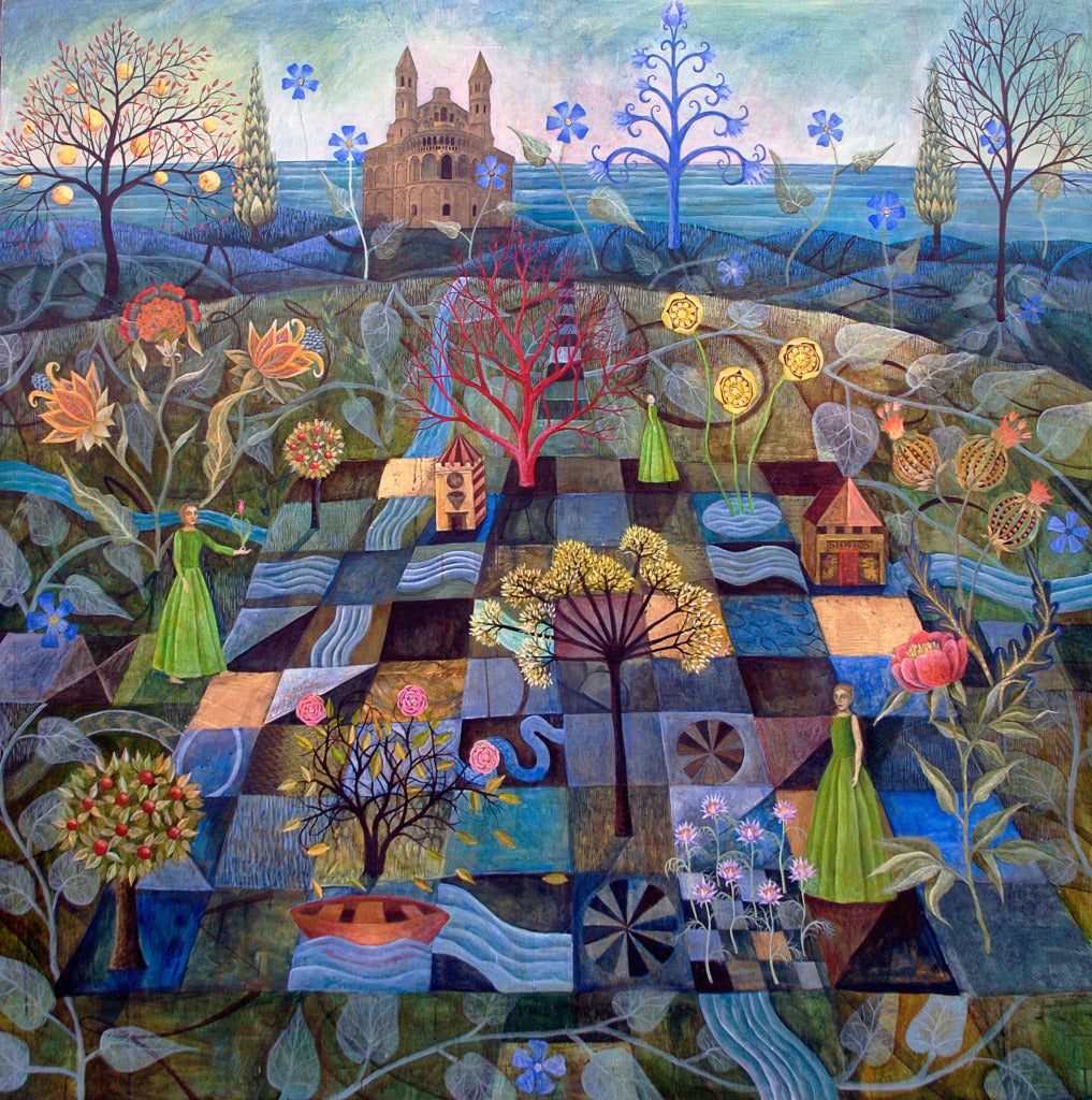 Golden Game II - Painting by Julia Zanes