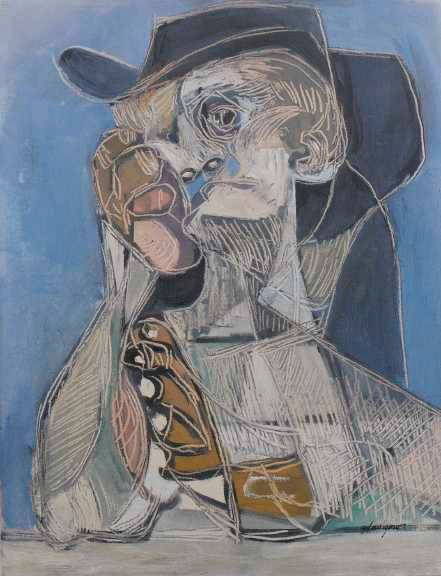 Bernard Glasgow Portrait Painting - Man in Cowboy Hat