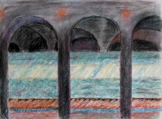 Speeding Train Through Arches 1