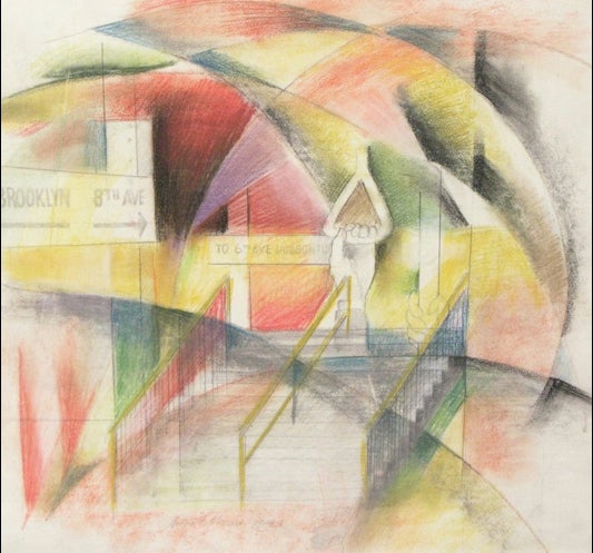 August Mosca Abstract Drawing - Stairs to the Subway