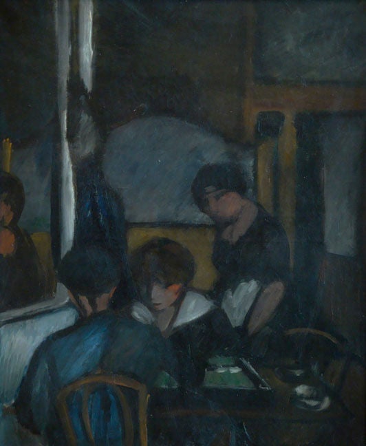 Au Cafe - Painting by Maurice Louis Savin