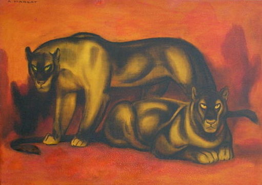André Margat Animal Painting - Panthers