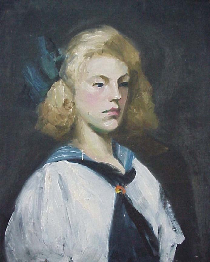 Elizabeth Grandin Figurative Painting - PORTRAIT OF A YOUNG WOMAN IN SALOR OUTFIT