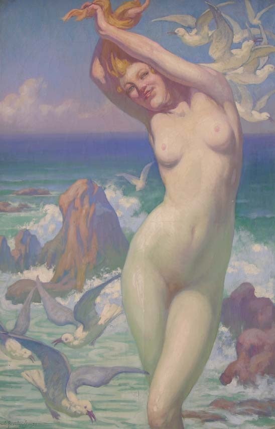 Emile Quentin Brin Nude Painting - "Bord de Mer"