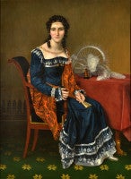 Portrait d'une femme par Francois Joseph Kinsoen. Peinture à l'huile sur toile 