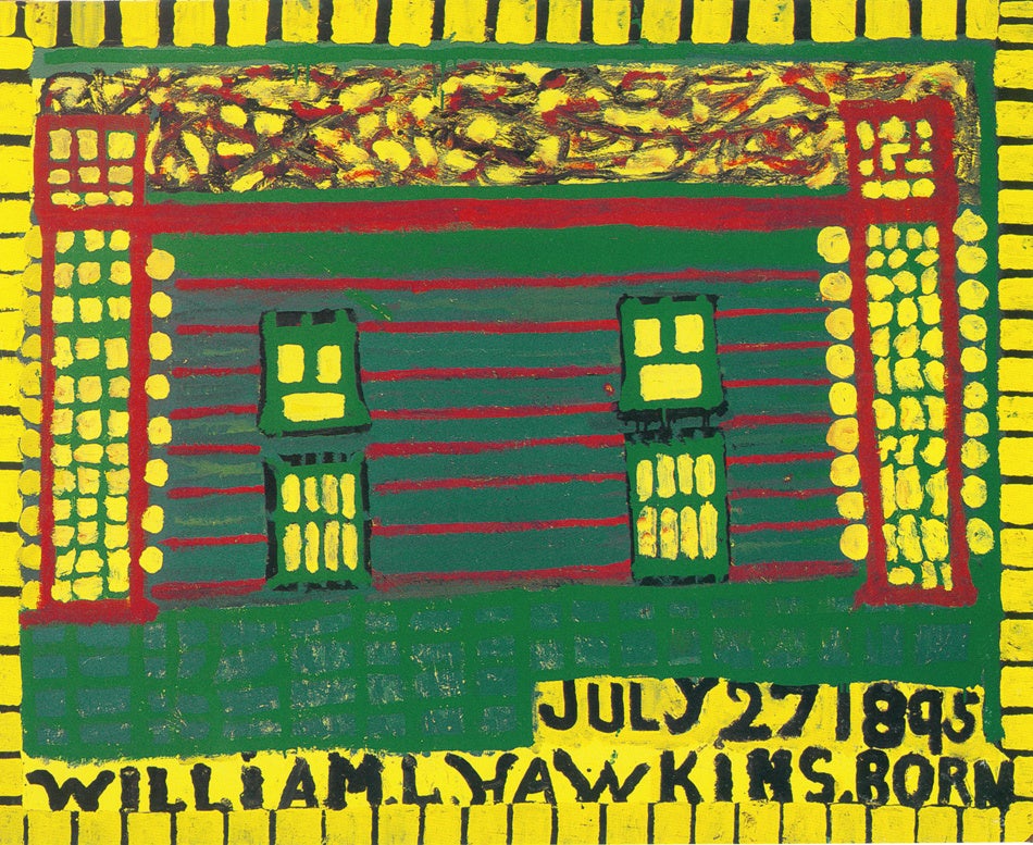 William L. Hawkins Abstract Painting - Log Cabin