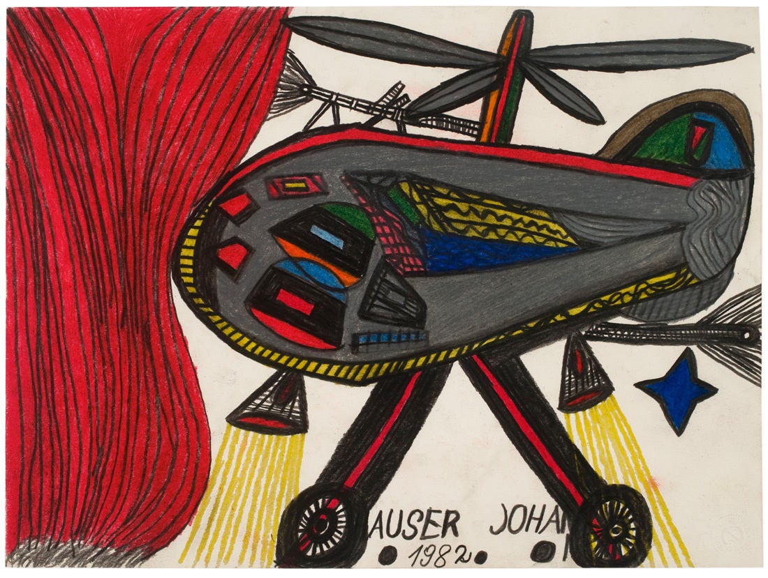 Hubschrauber und Feuer. Hauser Werk NR. 680. Helicopter und Feuer) – Art von Johann Hauser