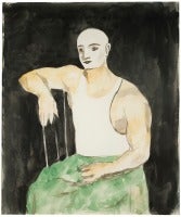 At The Armory Show - Seated Acrobat Wearing White Athletic Shirt