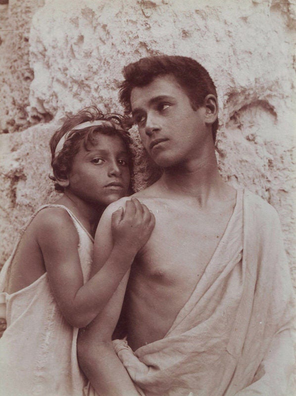 wo Boys, Taormina, Sicily, c. 1890 - Photograph by Baron Wilhelm von Gloeden
