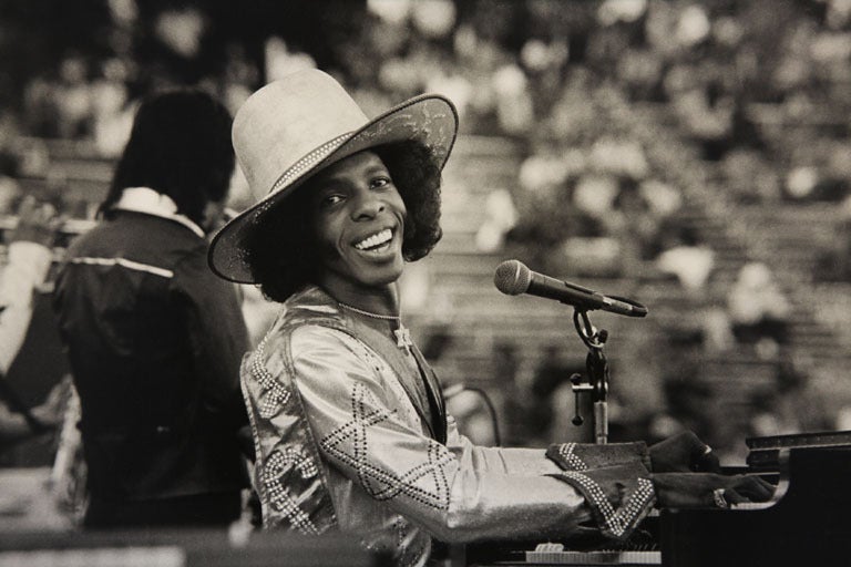 Jim Marshall Black and White Photograph - Sly Stone, San Jose, CA 1978