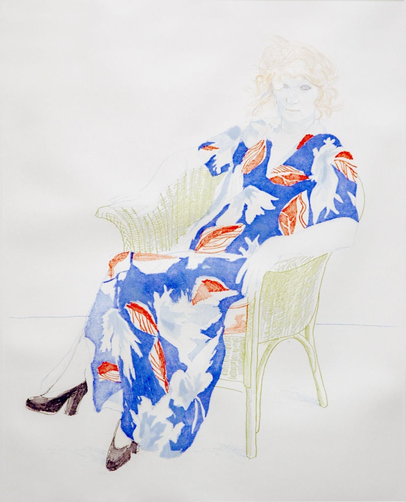 David Hockney Portrait Print - Celia in Wicker Chair