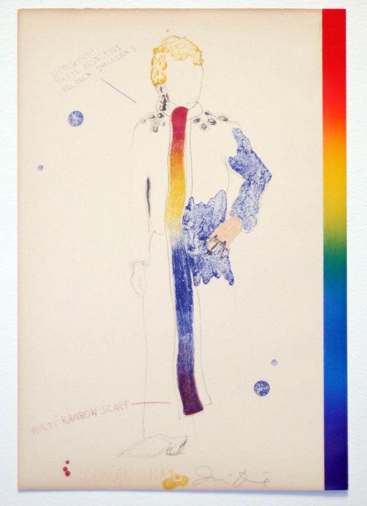 Jim Dine Abstract Print - Dorian Gray with Rainbow Scarf from The Picture of Dorian Gray