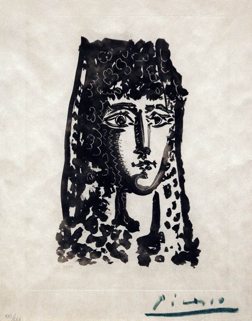 Pablo Picasso Portrait Print - Femme a la Mantille: Carmen, from "Le Carmen des Carmen"