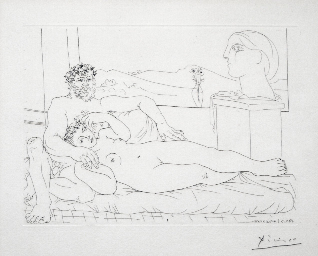 Pablo Picasso Figurative Print - Le Repos du Sculpteur II, from La Suite Vollard