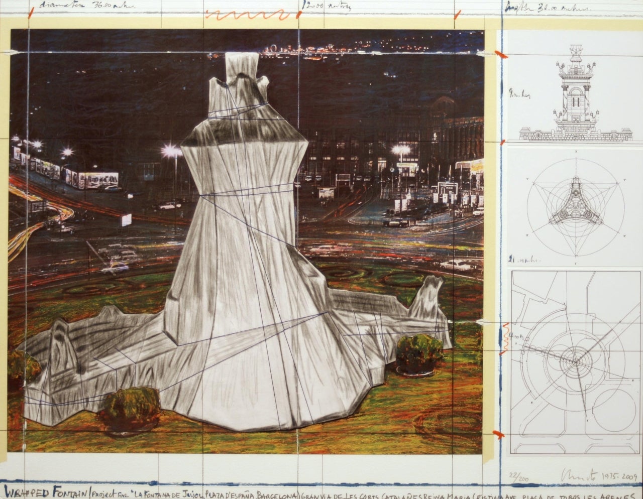 Wrapped Fountain - Print by Christo and Jeanne-Claude