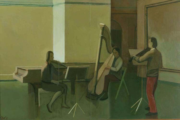 James Weeks Figurative Painting - Harp Trio