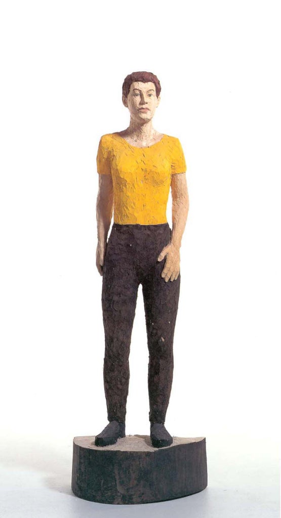Stephan Balkenhol Figurative Sculpture - Large Woman with Yellow Shirt